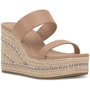 NIB INC NYLANA Comfort Insole Wedge Espadrille Sandals Dark Almond Tan Size 9.5